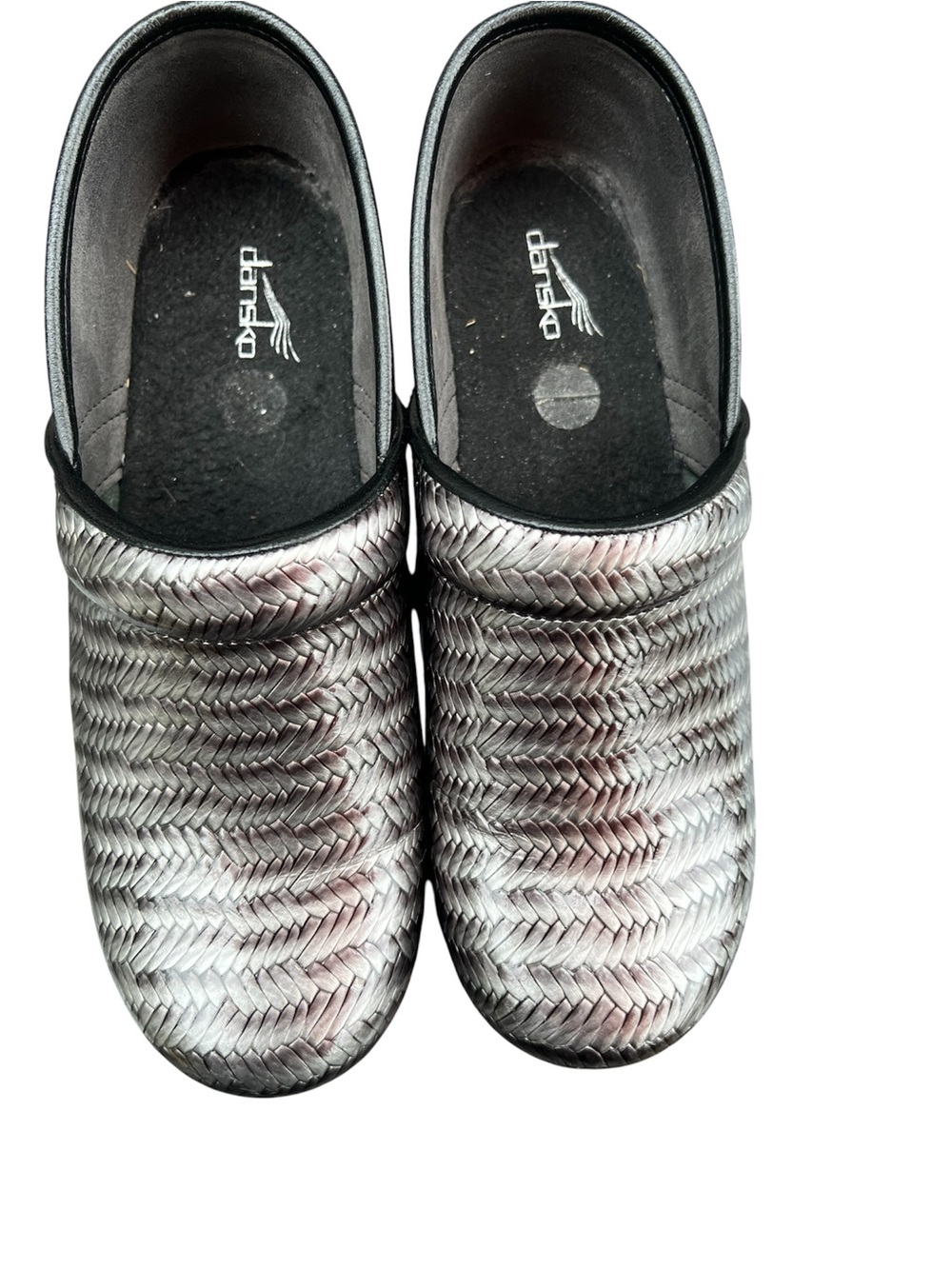 Dansko Pro Xp2.0 Professional Leather Clogs Silver Herringbone Pattern 40/10